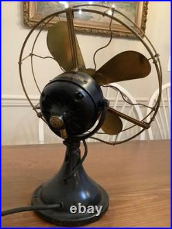 General Electric Brass Blade Fan Industrial Brass Cage 13 Vintage-WORKS