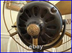 General Electric Brass Blade Fan Industrial Brass Cage 13 Vintage-WORKS