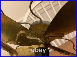 General Electric Brass Blade Fan Industrial Brass Cage 13 Vintage-WORKS