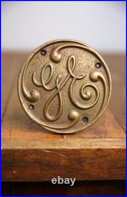General Electric Fan Emblem Badge Cast Iron industrial plaque sign antique VTG