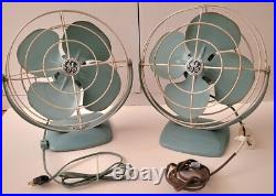 General Electric Fan Vintage Table Desk Aqua Turquoise Blue F11A103 USA. Pair General Electric Fan Vintage Table Desk Aqua Turquoise Blue F11A103 USA. Pair