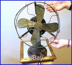 General Electric GE 12 Brass Blade Antique Vintage Electric Fan Rare & Working