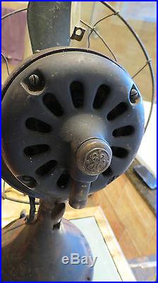 General Electric GE 12 Brass Blade Antique Vintage Electric Fan Rare & Working