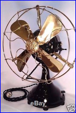 General Electric GE 12 Brass Blade Antique Vintage Electric Fan Restored