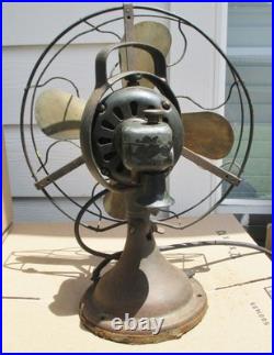 General Electric GE 4 Brass Blades Type AOU AE2 Table Fan Working 12 Inch