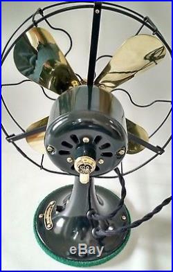 General Electric GE 9 Antique Vintage Electric Brass Blade Whiz Fan Restored