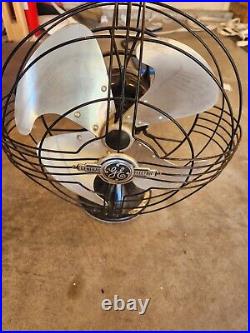 General Electric Oscillating 12 inch Vortalex Art Deco 1940 Fan, 4-Blade 3-Speed
