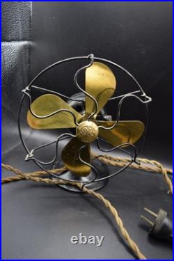 General Electric Series-F 6 Vintage Black 4-Brass Blade Desk Fan 110V