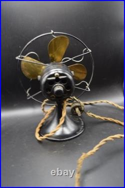 General Electric Series-F 6 Vintage Black 4-Brass Blade Desk Fan 110V
