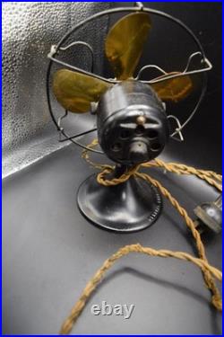 General Electric Series-F 6 Vintage Black 4-Brass Blade Desk Fan 110V