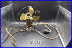 General Electric Series-F 6 Vintage Black 4-Brass Blade Desk Fan 110V