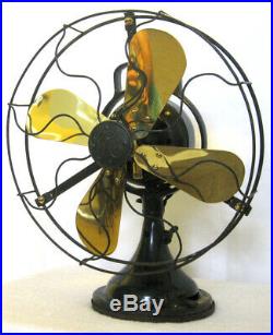 Gorgeous 1920s GE Antique Brass Blade Vintage Electric Fan Works A++ Oscillates
