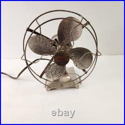 Hamilton Beach 4 Blade Electric Desk Fan c. 1918 Antique Nickel Base WORKS