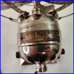 Hamilton Beach 4 Blade Electric Desk Fan c. 1918 Antique Nickel Base WORKS