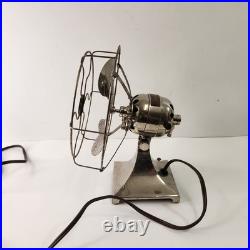 Hamilton Beach 4 Blade Electric Desk Fan c. 1918 Antique Nickel Base WORKS