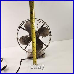 Hamilton Beach 4 Blade Electric Desk Fan c. 1918 Antique Nickel Base WORKS