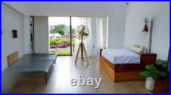 Handmade Brass Pedestal Fan on Teak Tripod Industrial Rotate Floor Fan High Gift