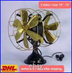 Handmade Vintage Antique 2 Side Oscillating Table Brass Fan 10 12