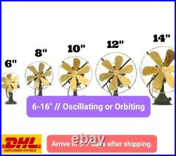 Handmade Vintage Antique Oscillating / Orbiting Brass Blade Table Desk Fan 6-16