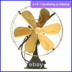 Handmade Vintage Antique Oscillating / Orbiting Brass Blade Table Desk Fan 6-16