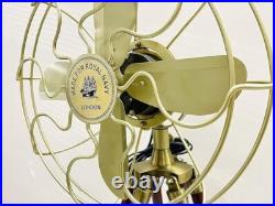 Heritage Handmade Antique Floor Fan, Royal Navy Fan With Brown Wooden Tripod Heritage Handmade Antique Floor Fan, Royal Navy Fan With Brown Wooden Tripod