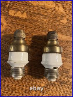 Hubbell Pull Apart Brass Cap Fan Attachment Plugs Nice Condition. Pair