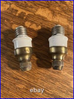 Hubbell Pull Apart Brass Cap Fan Attachment Plugs Nice Condition. Pair