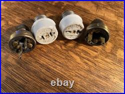 Hubbell Pull Apart Brass Cap Fan Attachment Plugs Nice Condition. Pair