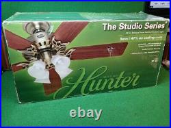 Hunter 52 in. Studio Antique Brass Ceiling Fan with 4 Lights 20182