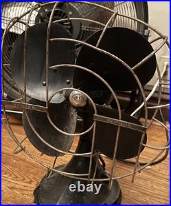 Hunter Zephair Vintage Oscillating Electric Fan CAT. NO. C-1255 Type-C-12 AC Runs