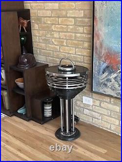 Kisco Circulair Art Deco Machine Age Industrial Chrome Floor Fan Table vtg Rare