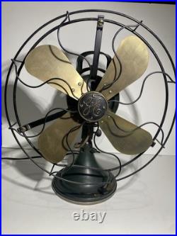 Large Antique GE General Electric Industrial Desk Fan 13 Brass Blades Green
