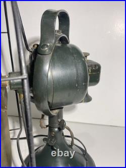 Large Antique GE General Electric Industrial Desk Fan 13 Brass Blades Green