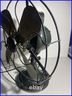 Large Antique GE General Electric Industrial Desk Fan 13 Brass Blades Green