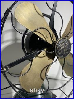 Large Antique GE General Electric Industrial Desk Fan 13 Brass Blades Green