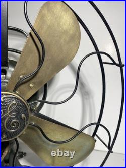 Large Antique GE General Electric Industrial Desk Fan 13 Brass Blades Green