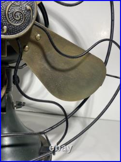 Large Antique GE General Electric Industrial Desk Fan 13 Brass Blades Green