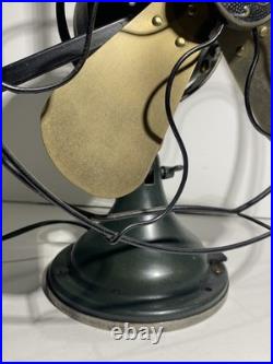 Large Antique GE General Electric Industrial Desk Fan 13 Brass Blades Green
