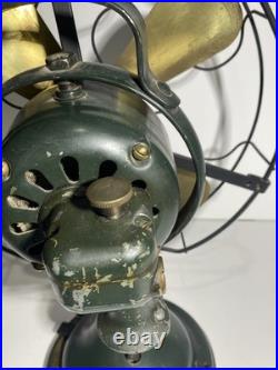 Large Antique GE General Electric Industrial Desk Fan 13 Brass Blades Green