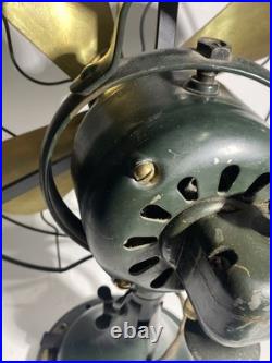 Large Antique GE General Electric Industrial Desk Fan 13 Brass Blades Green