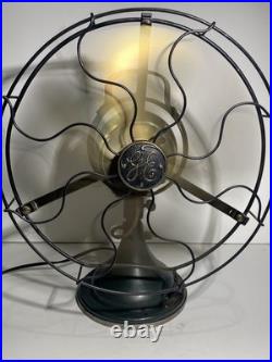 Large Antique GE General Electric Industrial Desk Fan 13 Brass Blades Green