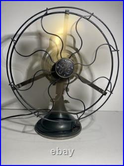 Large Antique GE General Electric Industrial Desk Fan 13 Brass Blades Green