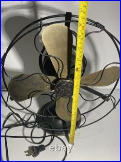 Large Antique GE General Electric Industrial Desk Fan 13 Brass Blades Green