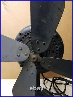 Large Early Antique Emerson 1120 Ribbed Base Brass Blade Electric Fan