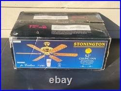 Litex Stonington 52 Ceiling Fan with Remote Brass/Wood New old Stock