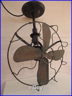 Marelli brass antique ceiling roof fan vintage made in Italy