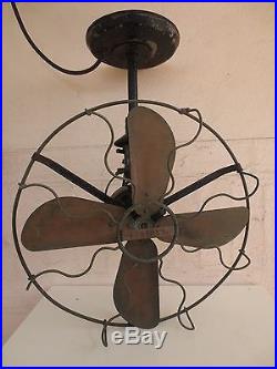 Marelli brass antique ceiling roof fan vintage made in Italy