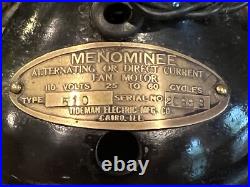 Menominee Type 510 9 Antique Electric Fan Works