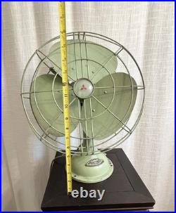 Mitsubishi Pre-war Vintage Fan 12 Blades Original Jade green Paint 3 speeds