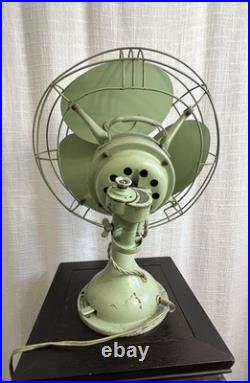 Mitsubishi Pre-war Vintage Fan 12 Blades Original Jade green Paint 3 speeds